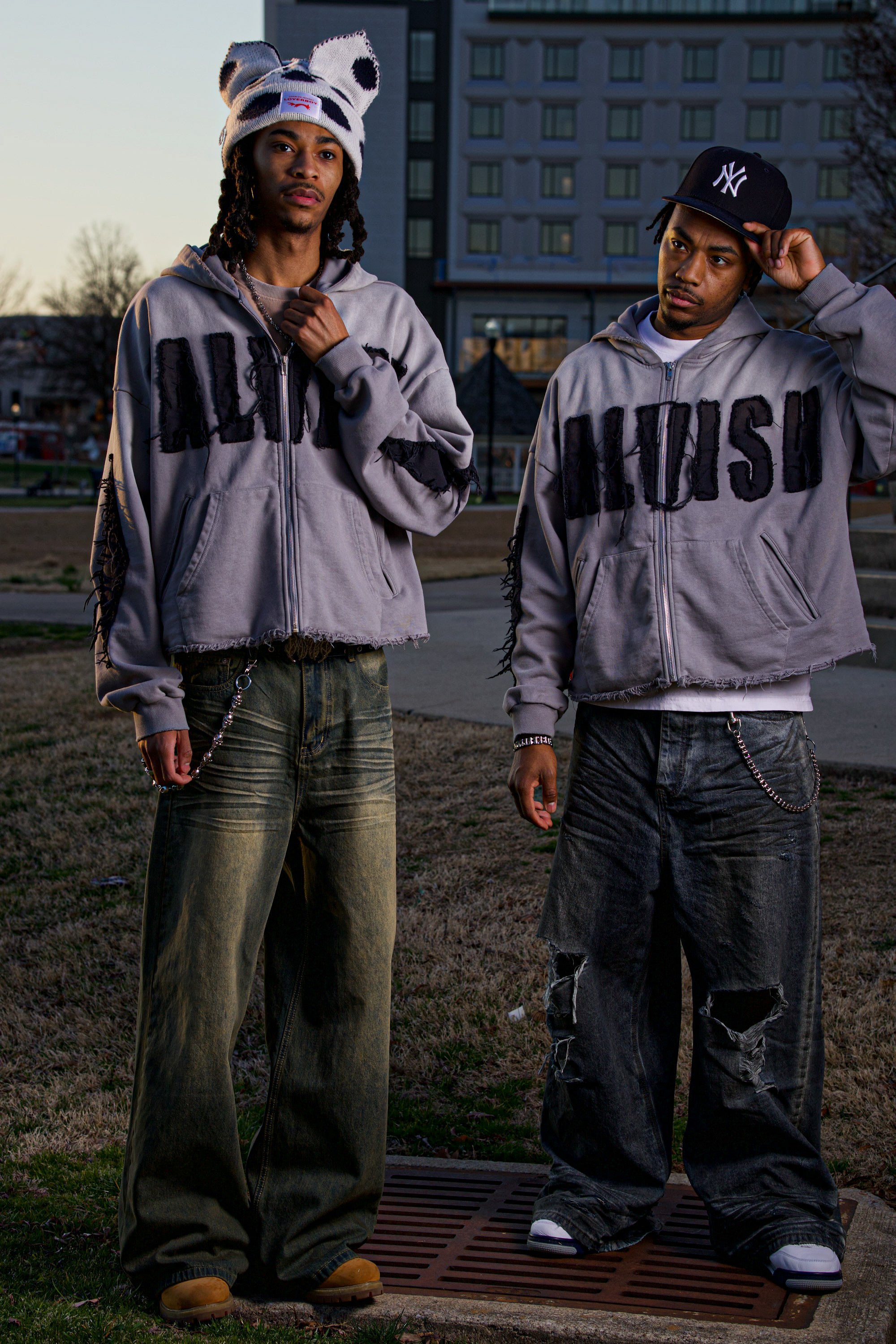 Yalvish Distressed Navy Blue Zip Up